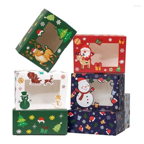 Envoltura de regalo 10 unids Caja de galletas de Navidad Cajas de dulces Bolsas Tarta de huevo Muffin Envasado de alimentos Fiesta de Navidad Niños