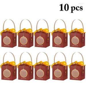 Emballage cadeau 10 pièces boîte de friandises de noël Portable bricolage ruban décor vacances Goody conteneur bonbons fête fournitures pour noël