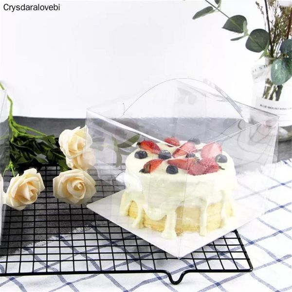 Cadeau cadeau 10pcs boîte de gâteau transparent portable transparent pâtisserie pâtisserie boîtes d'emballage de fromage pour fournitures de décoration d'anniversaire