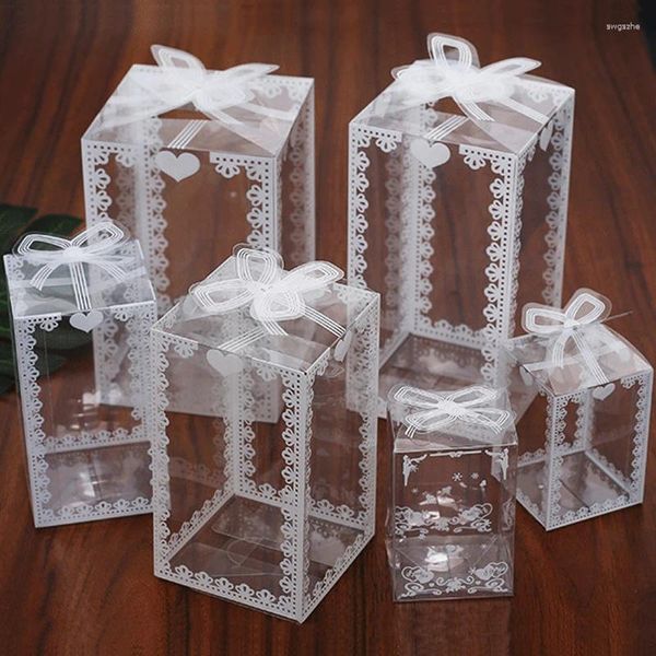 Enveloppe cadeau 10pcs Clear PVC Box Emballage Marriage / Christmas Favor Cake Chocolate Candy Événement Apple Boîte transparente / étui en gros
