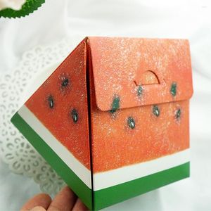 Envoltura de regalo 10 unids Panadería plegable Caja en forma de sandía Fiesta de boda Mousse Ecológico Lindo Postre Caja de embalaje Pastel Portátil