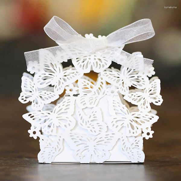 Enveloppe cadeau 10pcs Creative Hollow Butterfly Wedding Candy Box Beautiful White Chocolate Party Supplies
