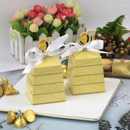 Enveloppe cadeau 10pcs Créative trapézoïdal abeille en papier bonbon en papier pour bosse pour thème fête des cadeaux d'anniversaire décoration de douche de bébé