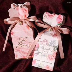 Geschenkwikkeling 10 stcs Creatieve bruiloftsfoort Box met Pearl Ribbon Party Decor Packaging Boxes Paper Chocolate Candy