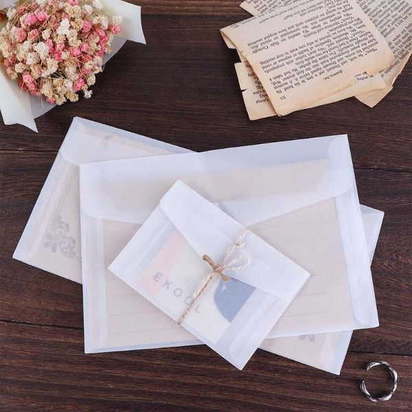 Emballage cadeau 10 pièces créativité minimaliste enveloppe transparente bricolage cartes enveloppes en papier ensemble Invitation de mariage carte postale Vintage lettre