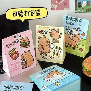 Enveloppe cadeau 10pcs Cute Capybara Series Sac en papier Cuire un petit objet Snack de rangement Emballage Emballage Créatif Sacs