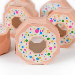 Geschenkwikkeling 10 stks Donut Style Candy Box Wedding Verjaardag Baby Shower Thema Biscuit Chocoladeboxen Voordelenpakket