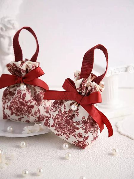 Papel de regalo 10 Uds. Bolsa de arpillera con cordón con bolsas portátiles pequeña tela reutilizable Mini caramelo joyería a granel para embalaje de fiesta