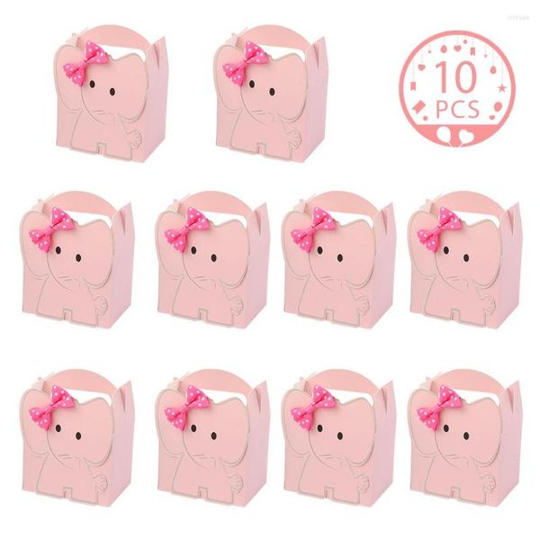 Papel de regalo 10 Uds caja de elefante cajas de Baby Shower para niñas dulces con pajarita invitados suministros de fiesta decoraciones de cumpleaños