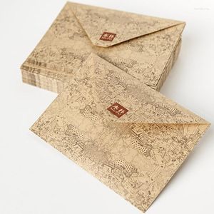 Emballage cadeau 10 pièces Enveloppe Rétro Kraft Papier Carte Postale Carte De Stockage Sacs Cartes De Voeux Lettre Enveloppes Matériel