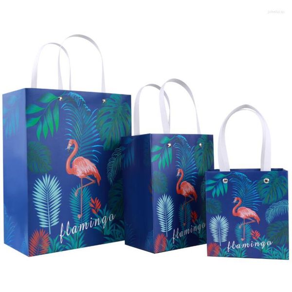 Cadeau cadeau 10pcs Flamingo version verticale sac papier sacs à main fête d'anniversaire de Noël portable