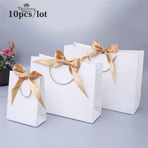 Emballage cadeau 10pcs sac cadeau cadeau sac en papier avec ruban mariage pack boîte faveurs fête d'anniversaire sacs pyjamas vêtements perruque emballage 220922