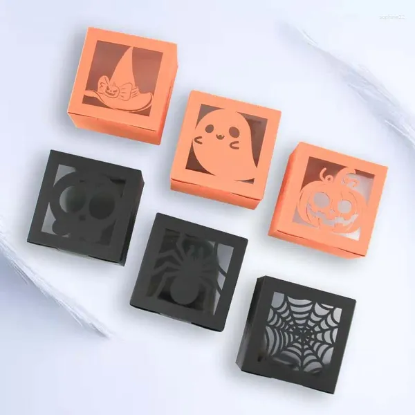 Enveloppe cadeau 10pcs Boîtes en papier Halloween PVC Biscuit fantôme Faveur Candy Creative Cake Packaging Sac Pâques