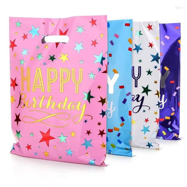 Cadeau cadeau 10pcs joyeux anniversaire couleur sacs imprimés fête faveur fournitures emballage pour enfants pochette bonbons