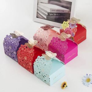 Geschenkverpakking 10 stuks uitgeholde bloem bruiloft snoepdozen met vlinder decoratieve Valentijnsdag geschenken chocolade verpakking