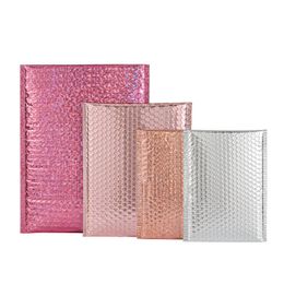 Papel de regalo 10 UNIDS Papel de aluminio holográfico Bubble Mailer Bolsas de maquillaje Glamour Colorido Empaque Acolchado Sobre de correo 230105