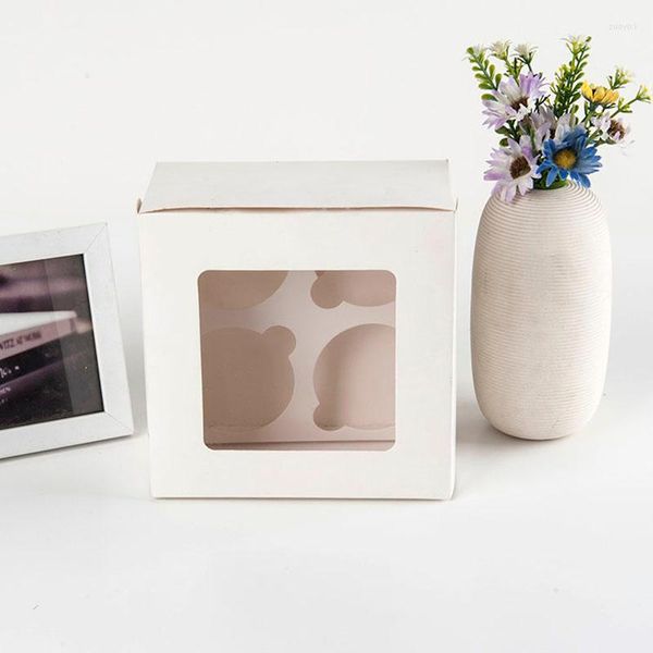 Papel de regalo 10 piezas JUMI White Kraft Cake Box Embalaje de boda con ventana Fiesta Baby Shower Favor Suministros