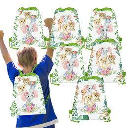 Papel de regalo 10 piezas Niños Dibujos animados Animales de la selva Salvaje UNA Fiesta de cumpleaños Bolsas de regalo no tejidas Cadena Mochila Baby Shower Decoraciones para fiestas 230630