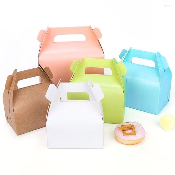 Cadeau cadeau 10pcs / boîte kraft gâteau West Point blanc dessert brun rose vert emballage tasse de papier de mariage carton portable