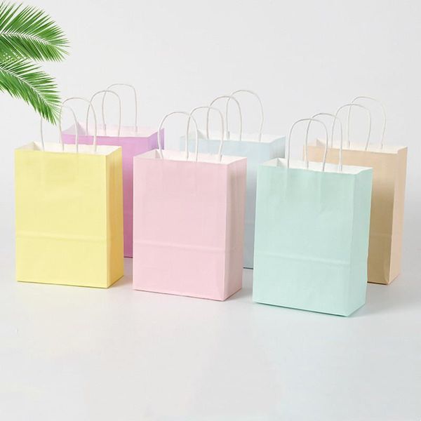 Papel de regalo 10 Uds. Bolsas de papel Kraft azul/rosa Pastel caramelo Arco Iris decoración de fiesta Baby Shower boda embalaje regalo