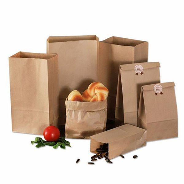 Emballage cadeau 10 pièces sacs en papier Kraft brun nourriture Sandwich pain Fruits secs biscuit cuisson bonbons fête emballage