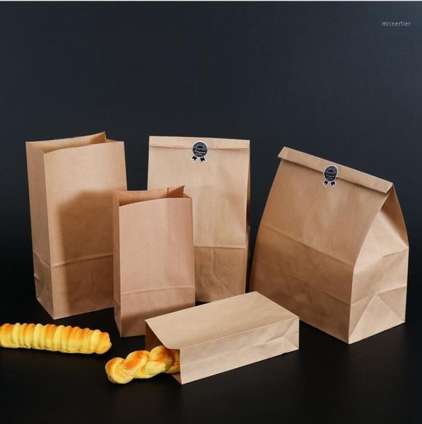 Envoltura de regalo 10 unids Bolsas de papel Kraft Envasado de alimentos Pequeño sándwich Pan Fiesta Suministros de boda Envoltura para llevar para llevar