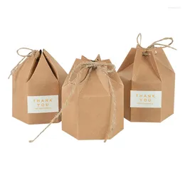 Cadeau cadeau 10pcs boîtes en carton de papier kraft hexagone forme bonbons boîte à biscuits mariage saint-valentin petit paquet de cadeaux faveur fournitures de fête