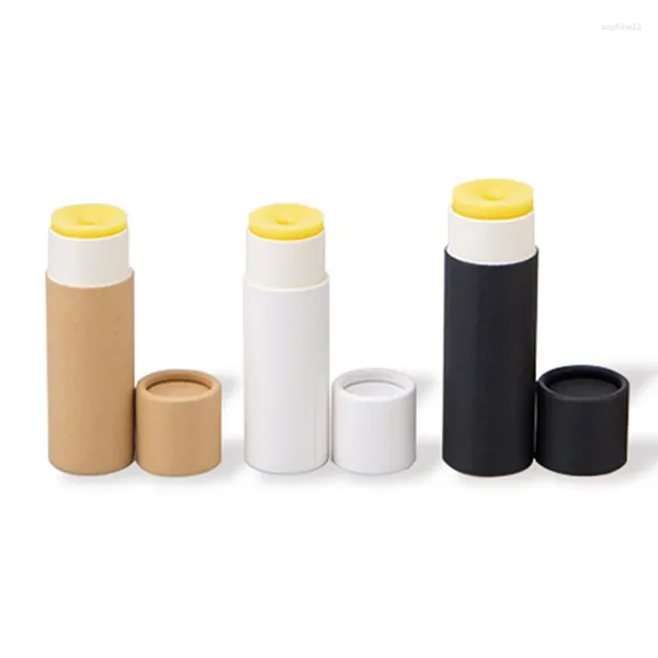 Enveloppe cadeau 10pcs Kraft Paper Push Up Tobines d'emballage cylindrique tube à lèvres biodégradable en carton de déodorant cosmétique Réodorant