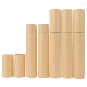 Geschenkomschakeling 10 stks Kraft Paper Tube Handgemaakte Picture Cilinder Verpakking Tea Can Can Wine Bottle Pencil