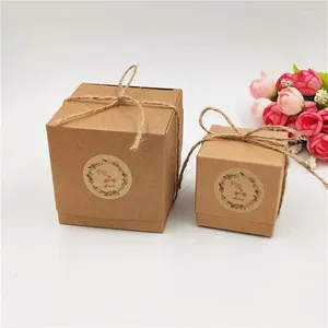 Enveloppe cadeau 10pcs / lot Boîte carrée 7x7x7cm pour fruits Chocolate Candy Souvenirs Cupcake Emballage Kraft Paperboard boîtes marron