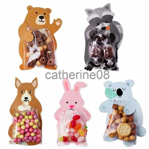 Envoltura de regalo 10 unids / lote Animal Bolsas de regalo lindas Bolsas de dulces Baby Shower Fiesta de cumpleaños Bolsas de galletas Oso Caja de dulces Tarjetas de felicitación Conejo popular x1007