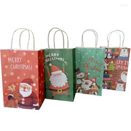 Emballage cadeau 10pcs / lot sac d'emballage de Noël 21x13x8cm sacs en papier de festival multifonctions avec poignées cadeaux pour l'année