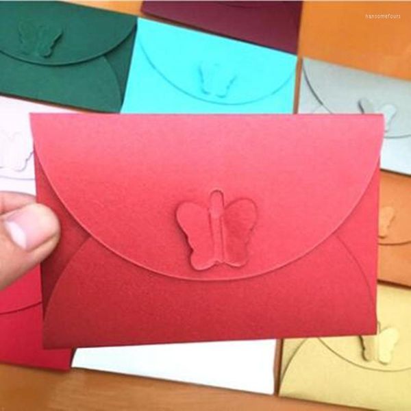 Emballage cadeau 10 PCS/LOT couleur papillon boucle Kraft papier enveloppes Simple amour rétro décoratif enveloppe petit