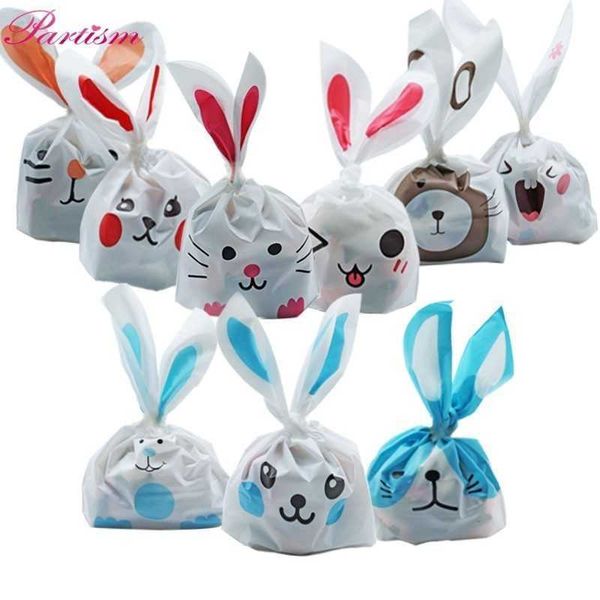 Emballage cadeau 10 PCS/Lot mignon lapin oreille Cookie sacs de bonbons animaux sac en plastique auto-adhésif pour Biscuits Snack faveurs de mariage cadeaux fournitures Y2303