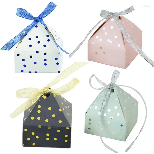 Emballage cadeau 10pcs / lot Dot Candy Box Papier d'emballage pour les fournitures de fête d'anniversaire de mariage Fournitures de la Saint-Valentin Faveur