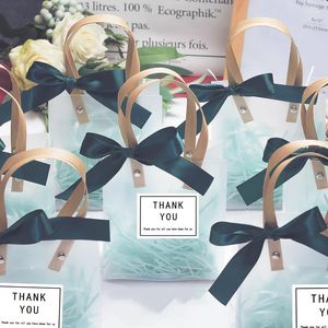 Papel de regalo 10 unids/lote PVC esmerilado gracias bolsa para fiesta Baby Shower cajas de Chocolate paquete/favores de la boda