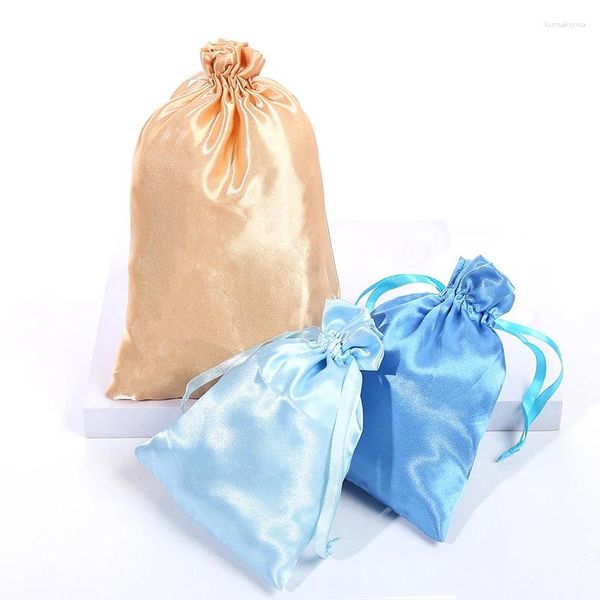 Cadeau Wrap 10pcs / lot cadeaux bonbons couleur emballage cordon satin sacs bijoux pochette sac bracelet collier boucles d'oreilles bague organisateur cas