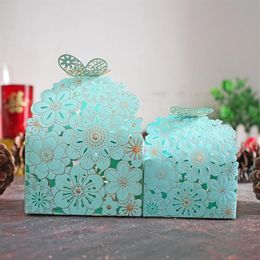 Envoltura de regalo 10 unids / lote Golden Hollow Butterfly Candy Bag Box Paquete Cajas de favor de boda Gracias Bolsas de fiesta de cumpleaños312P