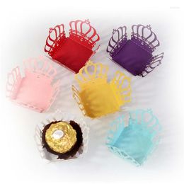Emballage cadeau 10 pcs/lot Laser coupe couronne coeur barre de bonbons boîte enfant fête d'anniversaire chocolat mariage bébé douche faveur