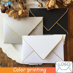 Enveloppe cadeau 10pcs / lot Luxury Gilding Paper Paper Enveloppe Blank Letter Card de vœux Invitation de fête de mariage 11x16,5 cm