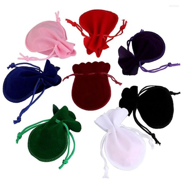 Emballage cadeau 10 pcs/lot velours cadeaux sac cordon Nylon corde doux bijoux emballage mariage noël bonbons pochettes