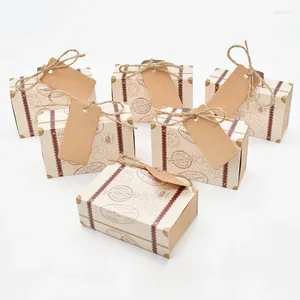 Cadeau cadeau 10pcs / lot Vintage Valise Tiroir Boîte de chocolat Faveurs de mariage pour les invités Emballage de bonbons de Noël Fournitures de fête d'événement