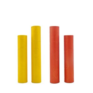 Cadeau cadeau 10pcs / lot tube de carton de couleur rouge jaune pour la certification des œuvres d'art de calligraphie et de peinture contenant du papier kraft boîte cadeau