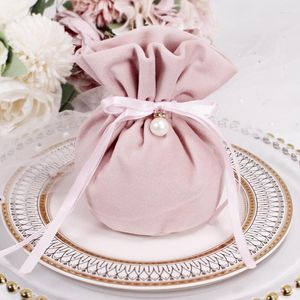 Cadeau cadeau 10pcs sacs de velours de luxe avec chaîne de perles fête d'anniversaire de Noël Cooikes boîtes de bonbons bijoux sachet