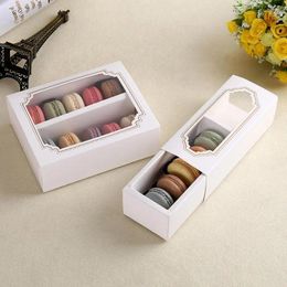 Cadeau cadeau 10pcs macaron boîte papier de qualité alimentaire enfants faveur gâteau avec fenêtre macaron emballage dessert titulaire fournitures de fête