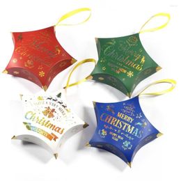 Cadeau cadeau 10pcs joyeux Noël fête fourniture décoration de vacances suspendus sac en forme d'étoile boîte de bonbons paquet de papier bricolage