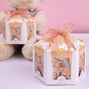 Cadeau cadeau 10pcs Merry-go-round Laser Cut Carriage Faveurs Boîte Cadeaux Boîtes De Bonbons Avec Ruban Baby Shower De Mariage Fournitures De Fête D'anniversaire