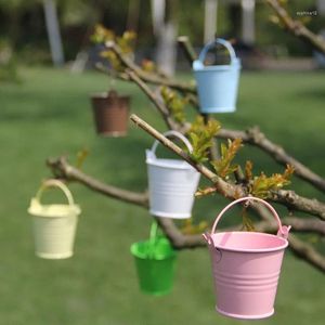 Geschenkomschakeling 10 stks Mini metalen bucket Candy Box Wedding Decoratie Gunst Baby shower Bachelorette Party Desktop Pottop Pot Plants Pot-S