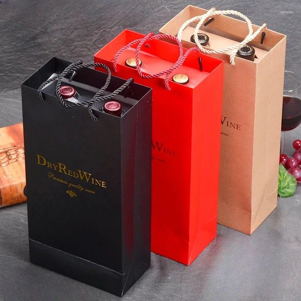 Enveloppe-cadeau 10pcs Modèles Red Wine Sac GABALDSHELD DURABLE BOLD AVEC BUCKLE CHAMPAGNE DOUBLE BOUTEILLE MAIN SAGS PORTABLE SAGS