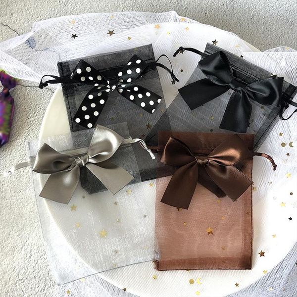 Envoltura de regalo 10 unids Bolsa de organza Embalaje de joyería Caramelo Fiesta de boda Goodie Embalaje Favores Bolsas Bolsas dibujables Presente Dulces